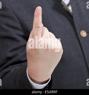 businessman counting with fingers - hand gesture close up Stock Photo