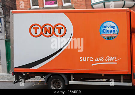 tnt distribution van parked in Nottingham in the morning