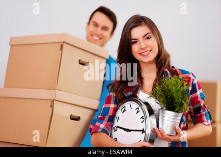 Young couple moving in their home Debica, Poland Stock Photo