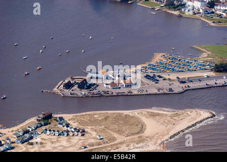 Aerial view of Hengisbury Head and Mudeford Quay Stock Photo