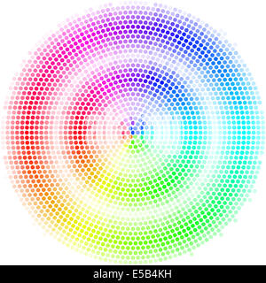 Equalizer multicolor dots digital in form circle  with white strip on   white background Stock Photo