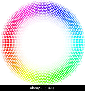 Equalizer multicolor dots digital in form circle with white in  centre on the white background Stock Photo