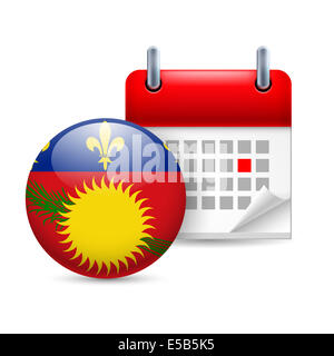 Calendar and round flag icon. National holiday in Guadeloupe Stock Photo
