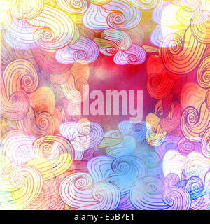 bright colorful ornamental pattern on a watercolor background Stock Photo