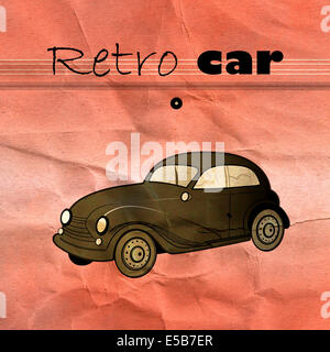 beautiful poster with a retro car on a red background Stock Photo