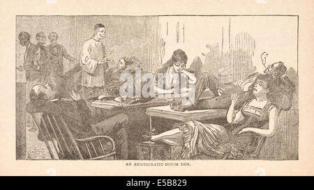 An Aristocratic Opium Den, Chinatown, San Francisco United States circa 1889. See description for more information. Stock Photo