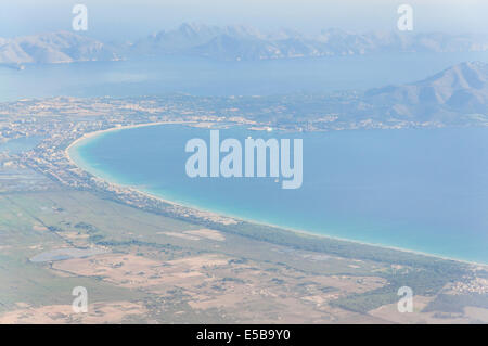 Alcudia bay view. View over north Mallorca with turquoise waters of Alcudia bay in a summer morning and the Formentor peninsula Stock Photo