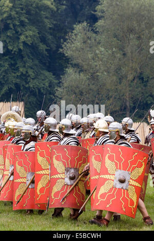 The Roman legion Army Marching into Battle at a reenactment Stock Photo ...