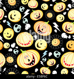 cheerful seamless pattern of pumpkins for Halloween Stock Photo