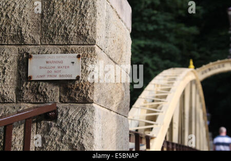 Restored Jubilee Bridge in Matlock Bath which was built in 1887 to mark the Golden Jubilee of Queen Victoria Stock Photo