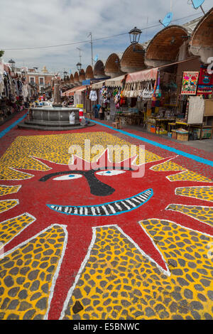 Barrio del Artista, an artisan shopping street, where many painters and craft studios are located in Puebla, Mexico Stock Photo