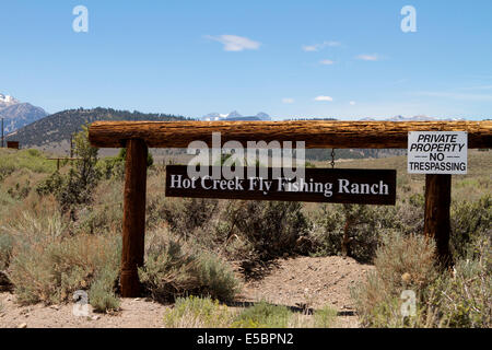 Hot creek private fly fishing ranch . Private property no trespassing sign Stock Photo