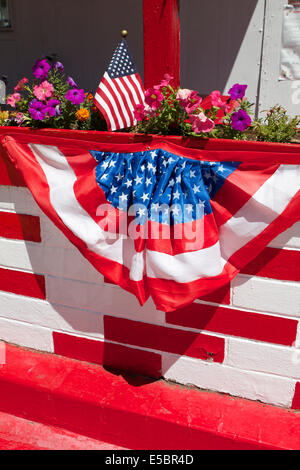 American flag and patriotic decorations Stock Photo