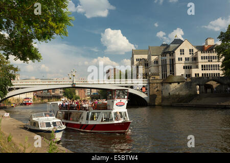 A York Boat Lendal Bridge and River Ouse in York July 2014. Stock Photo