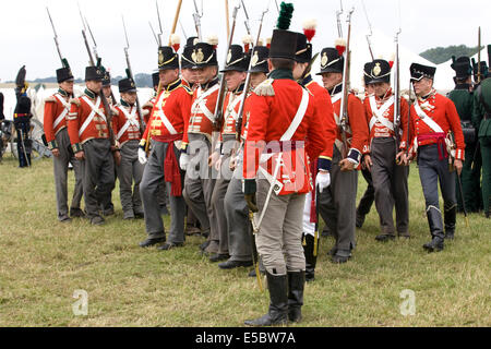 English Redcoats foot soldiers marching as deployed in Napoleonic Wars ...