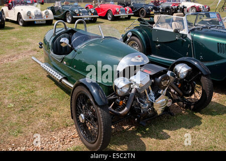 Morgan tricycle on show at  Silverstone Classic car Day Stock Photo