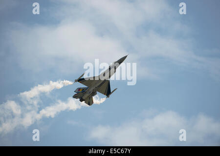 Yeovilton, UK. 26th July, 2014. Air display at RNAS Yeovilton. Belgian airforce F16. Credit:  David Hammant/Alamy Live News Stock Photo