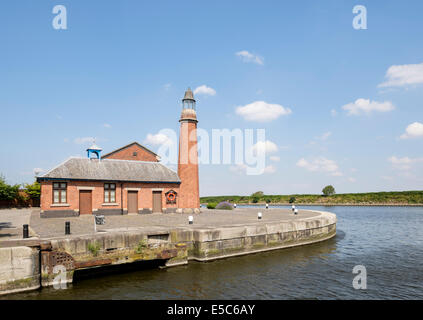 Whitby lighthouse at junction between Shropshire Union Canal and Manchester Ship Canal Ellesmere Port Wirral Cheshire England UK Stock Photo