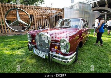 Warsaw, Poland. 27th July, 2014. Mercedes-Benz W111 220 S during mercedes vintage cars show in Mercedes Station bar in Warsaw, Poland Credit:  kpzfoto/Alamy Live News Stock Photo