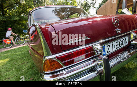Warsaw, Poland. 27th July, 2014. Mercedes-Benz W111 220 S during mercedes vintage cars show in Mercedes Station bar in Warsaw, Poland Credit:  kpzfoto/Alamy Live News Stock Photo
