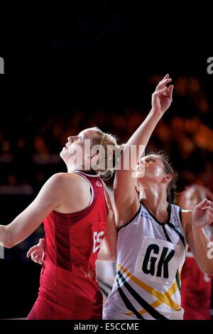 Glasgow, Scotland, UK. 27th July 2014. Commonwealth Games day 4. Netball - England v South Africa in the preliminary round of competition.  England won 41-35. Credit:  Neville Styles/Alamy Live News Stock Photo