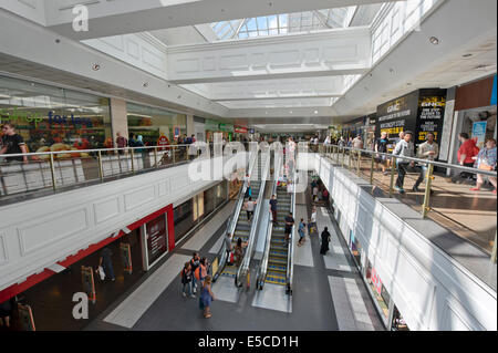 An internal shot of Manchester Arndale shopping centre mall located in the city centre. Stock Photo