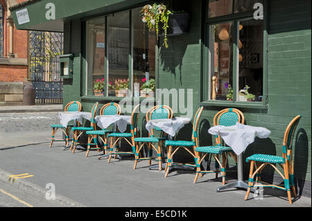 The Market Restaurant on the corner of High Street and Edge Street in the trendy Northern Quarter area of Manchester in Summer. Stock Photo