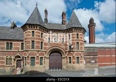 The former entrance to HM Prison Manchester high-security male prison, formerly known as Strangeways. Stock Photo