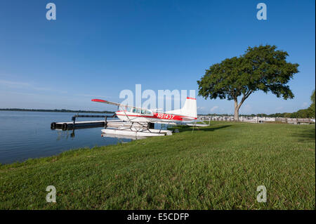 Seaplane on Lake Dora in Mount Dora, Florida USA Stock Photo