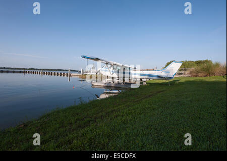 Seaplane on Lake Dora in Mount Dora, Florida USA Stock Photo