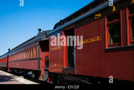 Historic close up Strasburg railroad passenger train in the Amish country of  Lancaster County, Strasburg, Pennsylvania, PA, USA, antique pa images Stock Photo