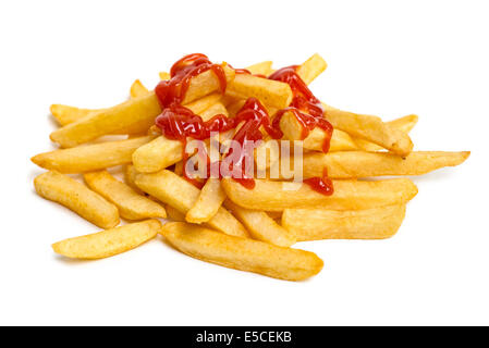 Fries, French Fries with Ketchup, Catsup Sauce Stock Photo