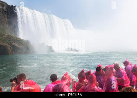 Niagara Falls boat ride. Hornblower Niagara Cruises, Ontario, Canada 2014. Stock Photo