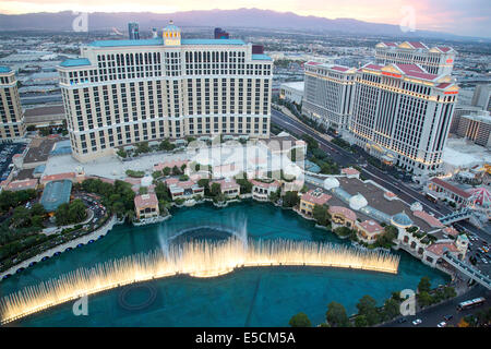 The Bellagio luxury hotel, casino, and fountains on the Las Vegas Strip in Paradise, Nevada. Stock Photo