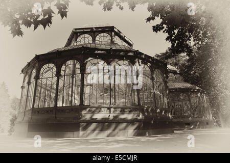 Glass pavilion by Ricardo Velázquez Bosco, Crystal Palace, Palacio de Cristal, Retiro Park, Parque del Buen Retiro Stock Photo