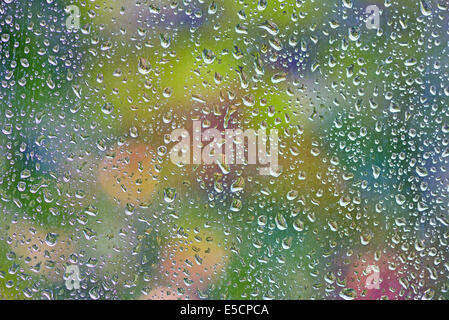 Rain drops on a window. Abstraction Stock Photo