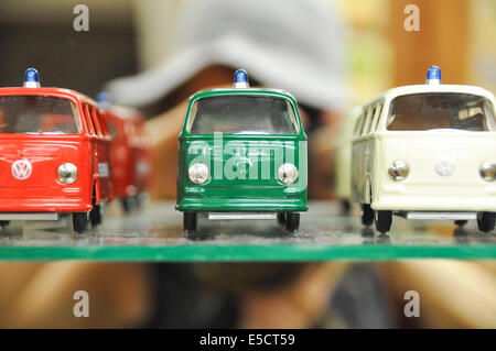 Volkswagen miniature vans in a toy shop in Prague Czech Republic Stock Photo