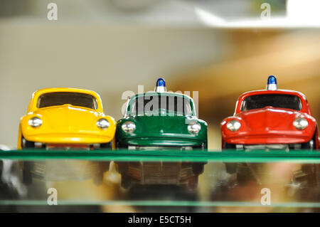 Volkswagen beetle miniature cars in a toy shop in Prague Czech Republic Stock Photo