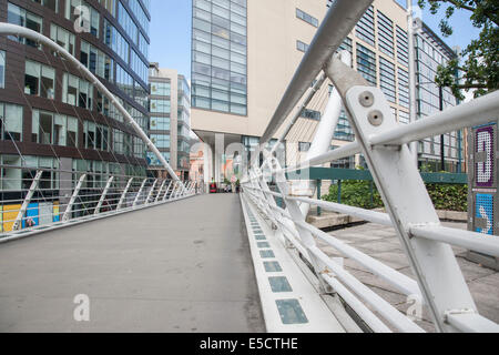 Footbridge outside Piccadilly Railway Station over London Road, Manchester, England, UK Stock Photo