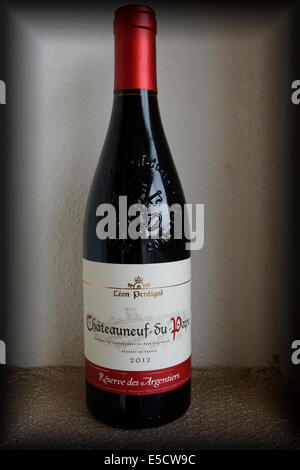 Bottle of  Châteauneuf-du-Pape red wine . Stock Photo