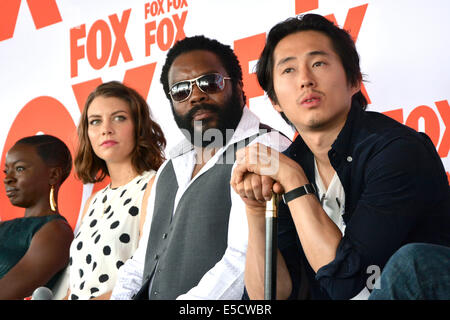 Danai Gurira, Lauren Cohan, Chad L. Coleman and Steven Yeun attend the FOX Press Breakfast press conference of the series 'The Walking Dead' on July 25, 2014 at the roof lounge of the Andaz Hotel in San Diego during the San Diego Comic-Con International. Stock Photo