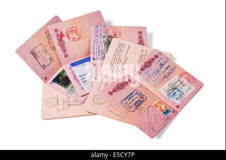 stack of passports  isolated on white Stock Photo