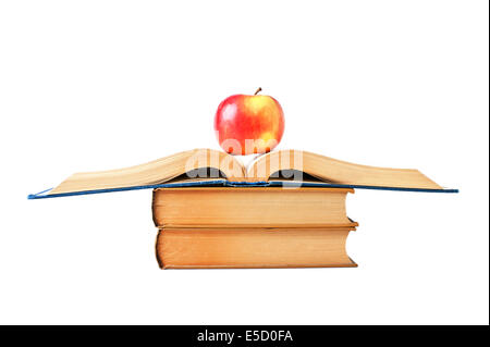 apple and an open book isolated on white Stock Photo