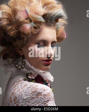 Inspiration. Fashion Model with Colorful Dyed Hair Stock Photo