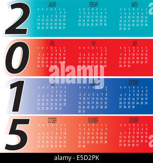 Daily Monthly Colorful Year 2015 Calendar vector. Stock Photo