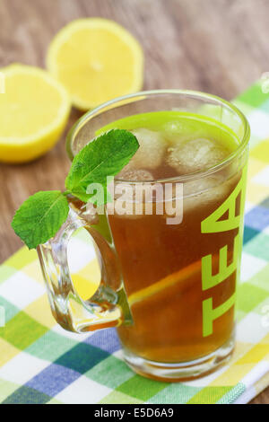 Ice tea with lemon and mint Stock Photo