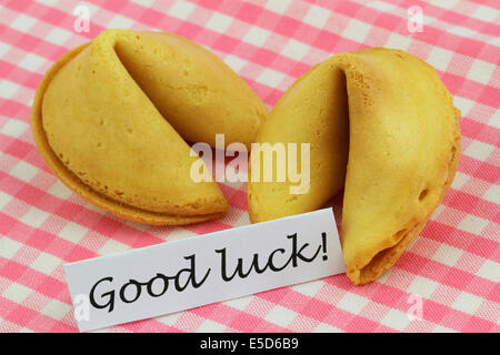 Good luck card with fortune cookies Stock Photo