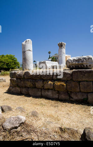 Temple of Aphrodite, the Ancient Agora,  Kos Town, Kos Island, Dodecanese Islands, Greece. Stock Photo