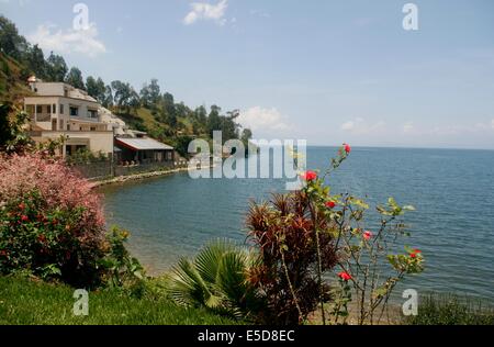 Lake Kivu at Kibuye / Karongi, Western Province, Rwanda, Africa Stock Photo