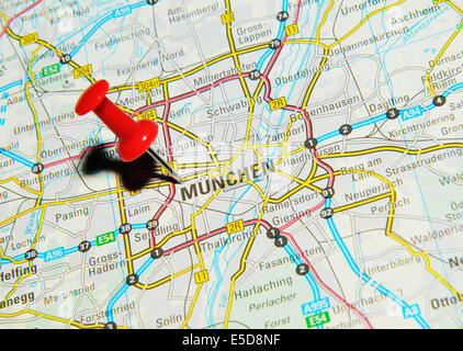 München Munich Munchen map city map road map Stock Photo - Alamy